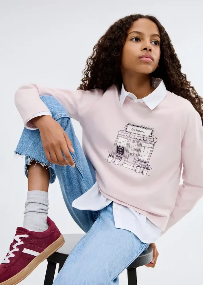 Koszulka z nadrukiem i długim rękawem MANGO USA Koszulka z nadrukiem i długim rękawem MANGO USA