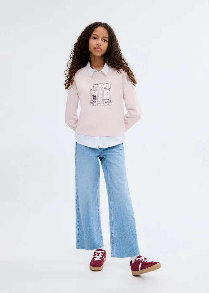 Koszulka z nadrukiem i długim rękawem MANGO USA Koszulka z nadrukiem i długim rękawem MANGO USA