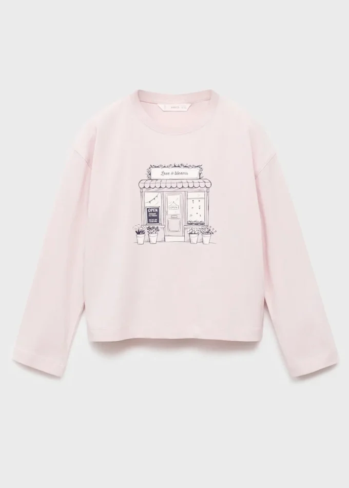 Koszulka z nadrukiem i długim rękawem MANGO USA Koszulka z nadrukiem i długim rękawem MANGO USA