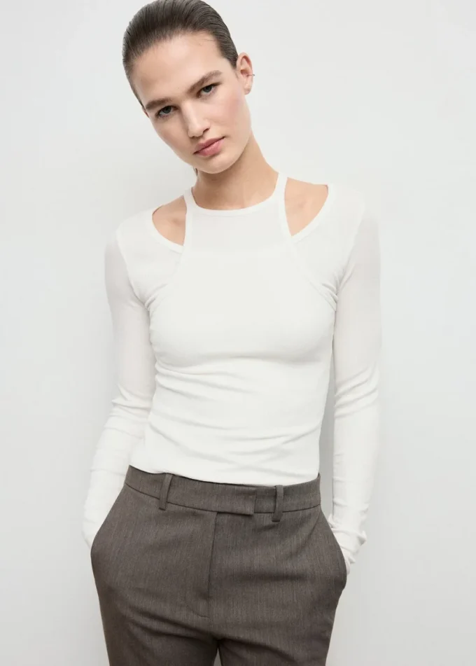 Koszulka z prążkowanej dzianiny Koszulka z prążkowanej dzianiny