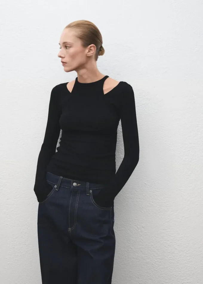 Koszulka z prążkowanej dzianiny Koszulka z prążkowanej dzianiny