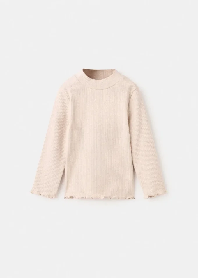 Koszulka z prążkowanym golfem Koszulka z prążkowanym golfem