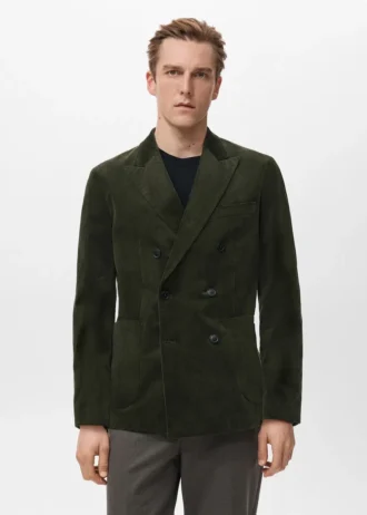 Krótka kurtka z podwójnym zapięciem z sztruksu