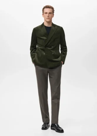 Krótka kurtka z podwójnym zapięciem z sztruksu