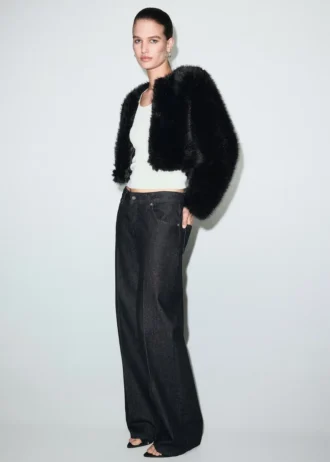 Krótka kurtka ze sztucznego futra