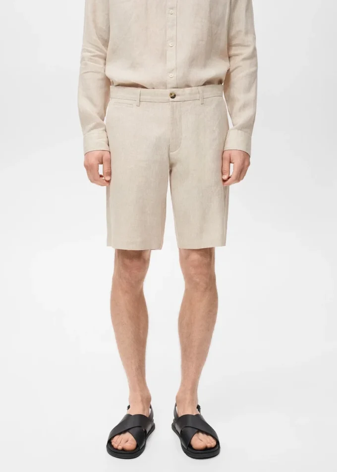 Krótkie spodenki slim fit, 100% len Krótkie spodenki slim fit, 100% len