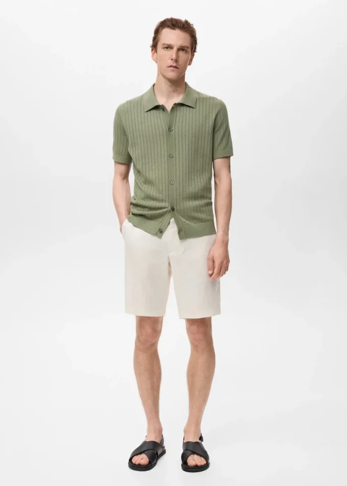 Krótkie spodenki slim fit, 100% len Krótkie spodenki slim fit, 100% len