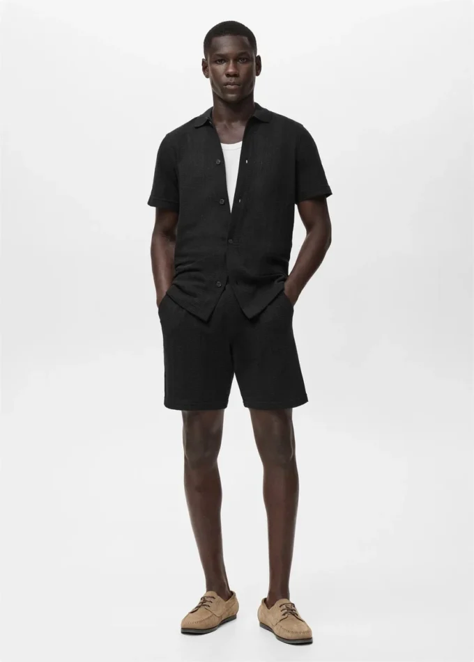 Krótkie spodenki z dzianiny strukturalnej Krótkie spodenki z dzianiny strukturalnej