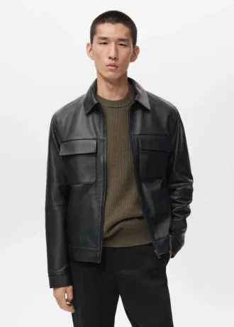 Kurtka 100% skóra z kieszeniami