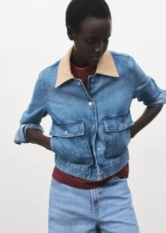 Kurtka dżinsowa z kołnierzem z sztruksu