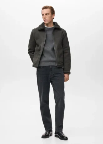 Kurtka dwustronna z detalami z owczej skóry