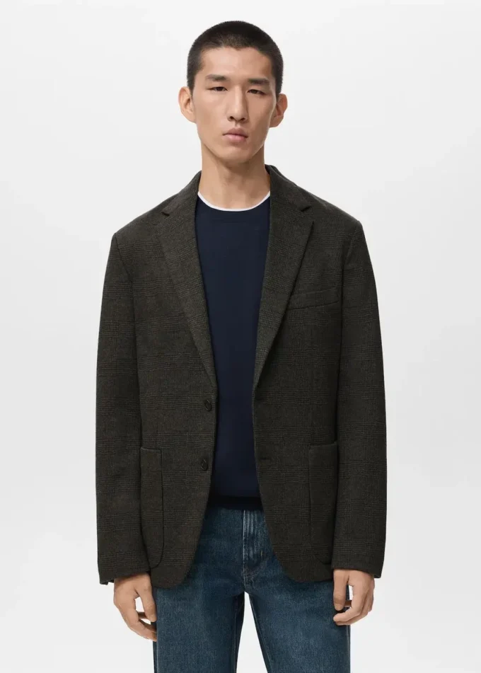 Kurtka slim fit w drobną kratkę