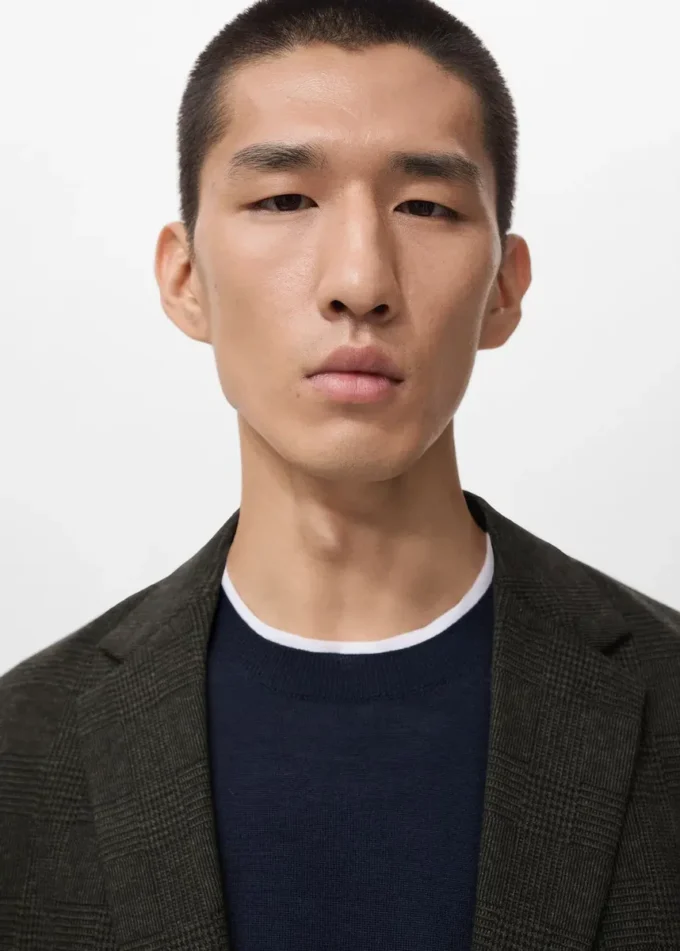 Kurtka slim fit w drobną kratkę