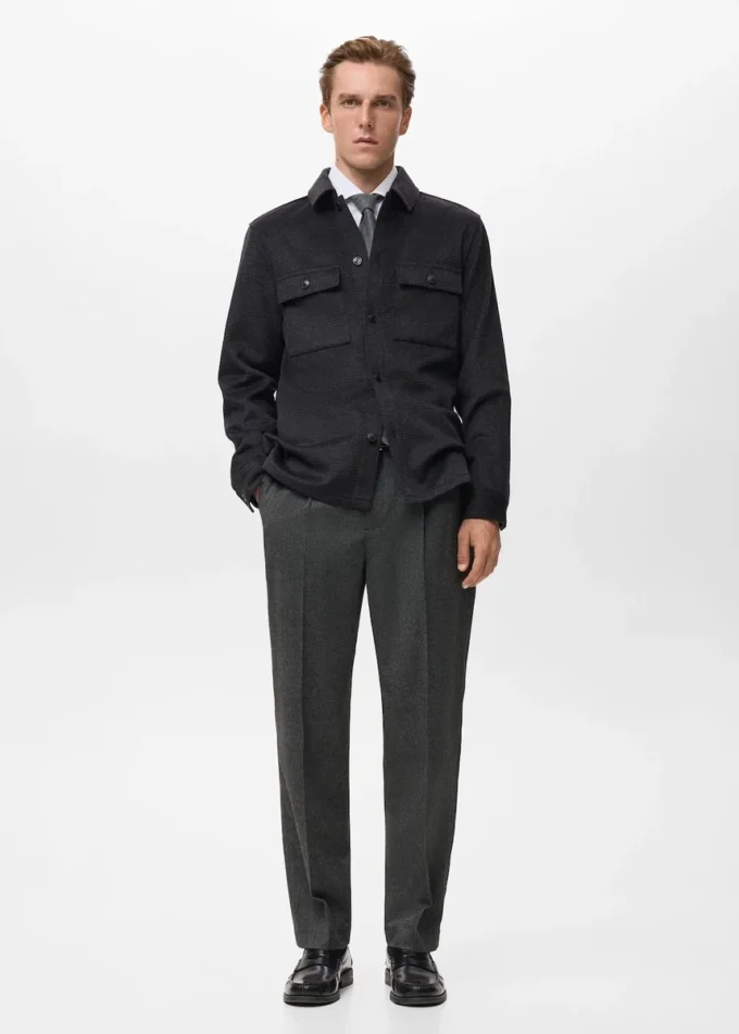 Kurtka w kratę z mieszanki wełny Kurtka w kratę z mieszanki wełny