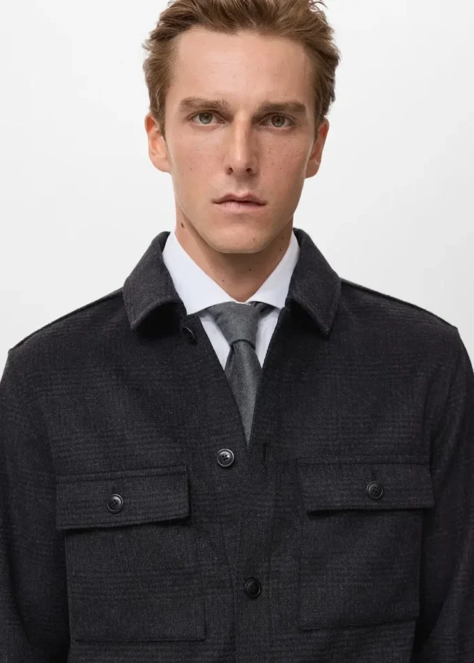 Kurtka w kratę z mieszanki wełny Kurtka w kratę z mieszanki wełny