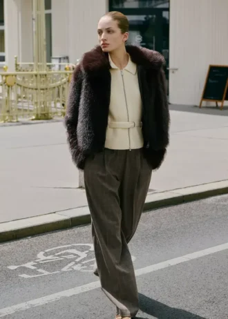 Kurtka z imitacji futra z zamkiem błyskawicznym