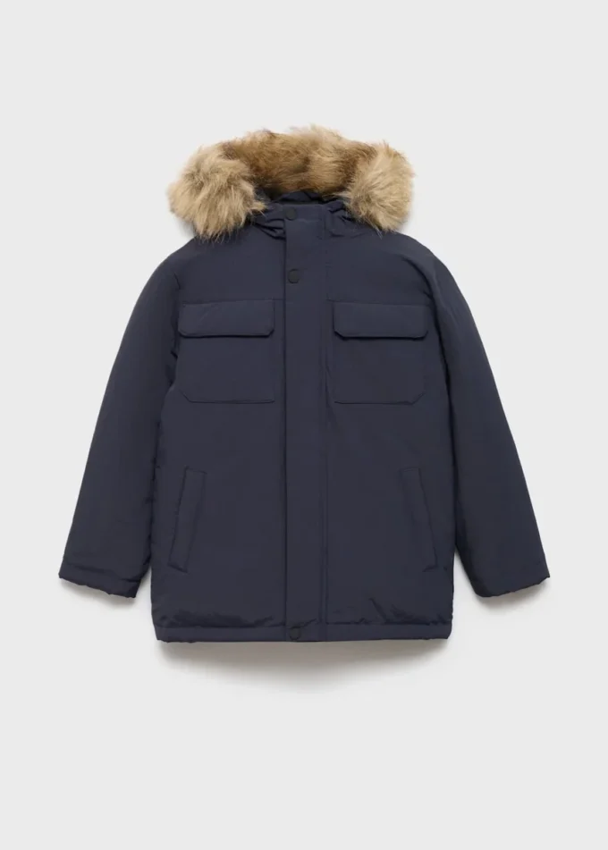 Kurtka z kapturem z efektem owczej skóry