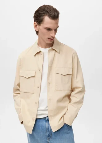 Kurtka z lyocellu i bawełny z kieszeniami