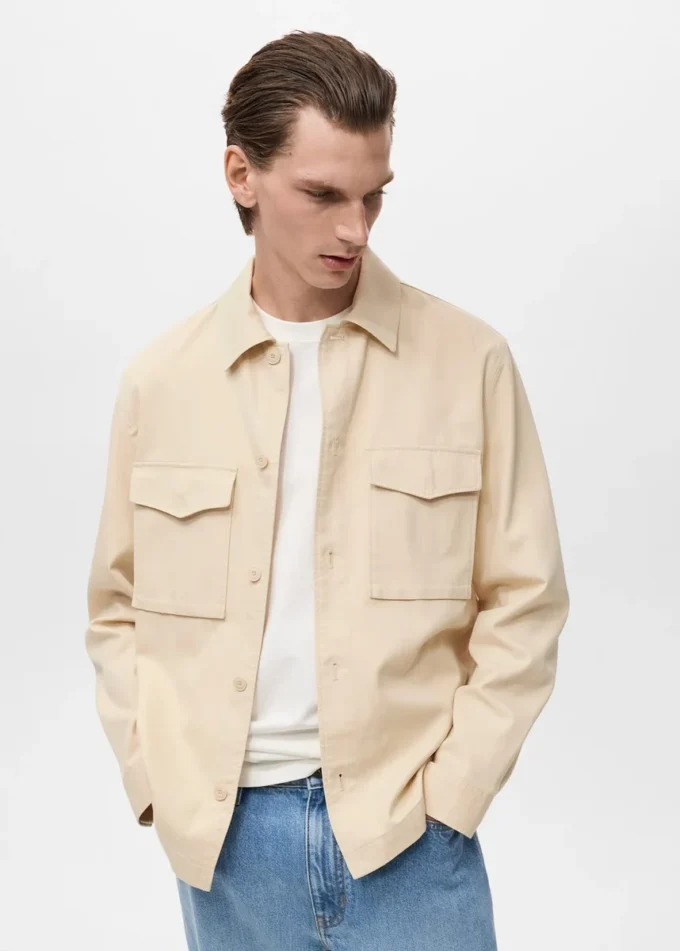 Kurtka z lyocellu i bawełny z kieszeniami Kurtka z lyocellu i bawełny z kieszeniami