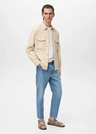 Kurtka z lyocellu i bawełny z kieszeniami