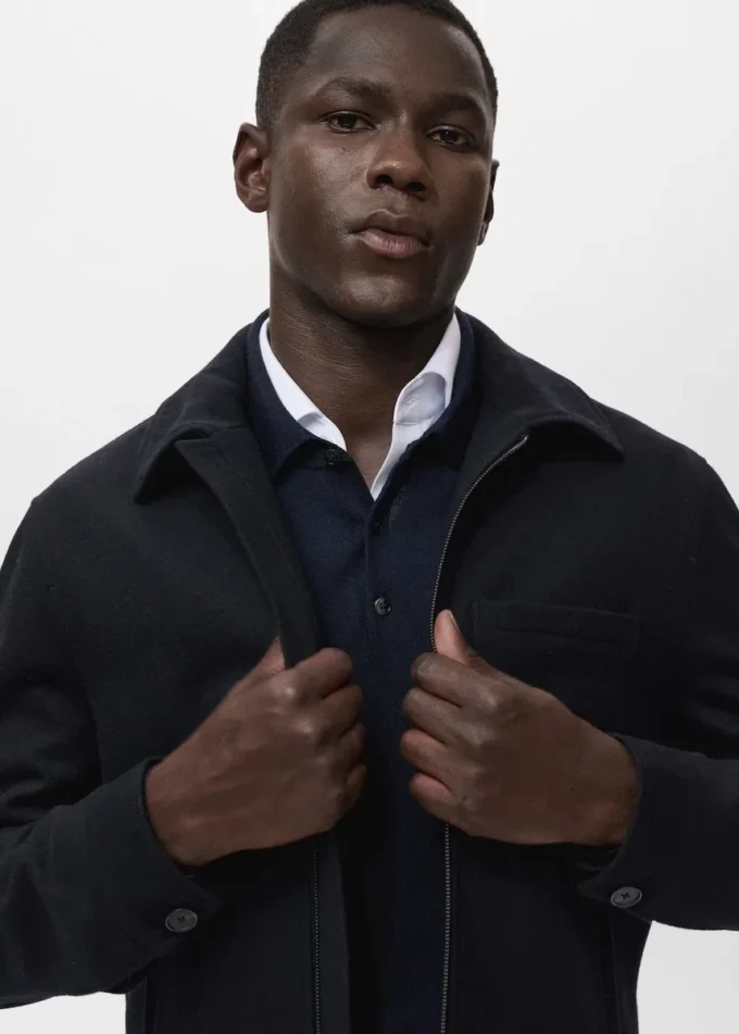 Kurtka z mieszanki wełny z kieszenią Kurtka z mieszanki wełny z kieszenią