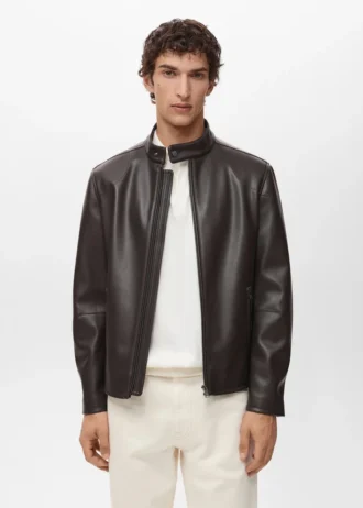 Kurtka z zamkiem błyskawicznym z imitacji skóry Kurtka z zamkiem błyskawicznym z imitacji skóry