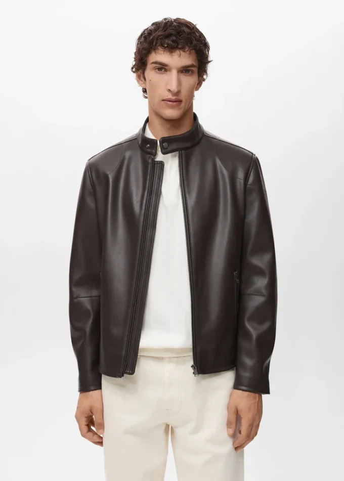 Kurtka z zamkiem błyskawicznym z imitacji skóry Kurtka z zamkiem błyskawicznym z imitacji skóry