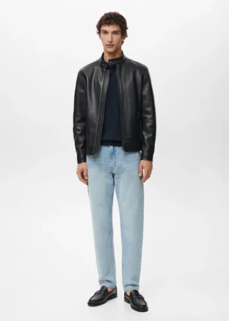 Kurtka z zamkiem błyskawicznym z imitacji skóry