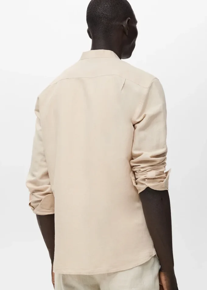 Lniana koszula z kołnierzem Mao Lniana koszula z kołnierzem Mao