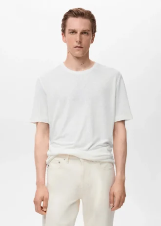 Lniana koszulka o dopasowanym kroju