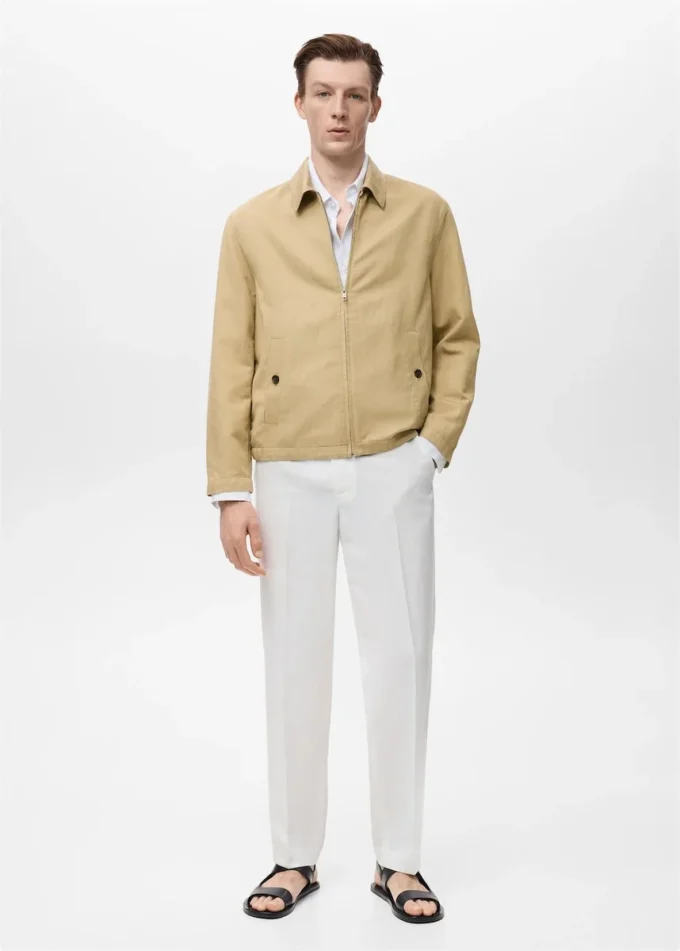 Lniana kurtka zapinana na zamek błyskawiczny Lniana kurtka zapinana na zamek błyskawiczny