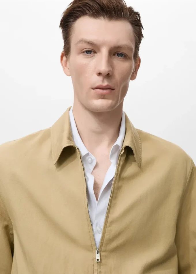 Lniana kurtka zapinana na zamek błyskawiczny Lniana kurtka zapinana na zamek błyskawiczny