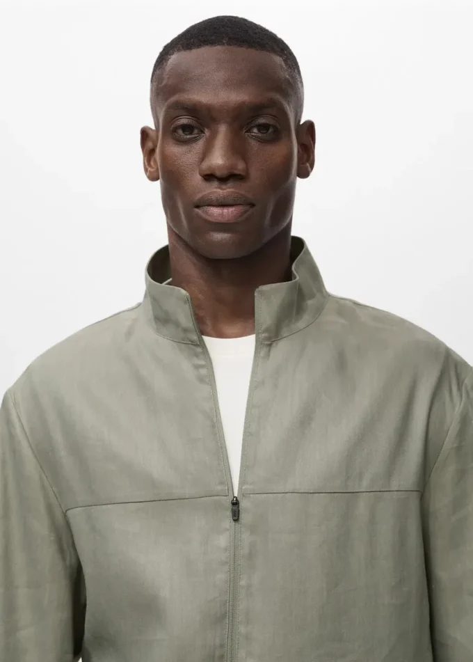 Lniana kurtka zapinana na zamek błyskawiczny Lniana kurtka zapinana na zamek błyskawiczny