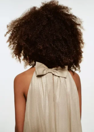 Metaliczna sukienka z kokardą