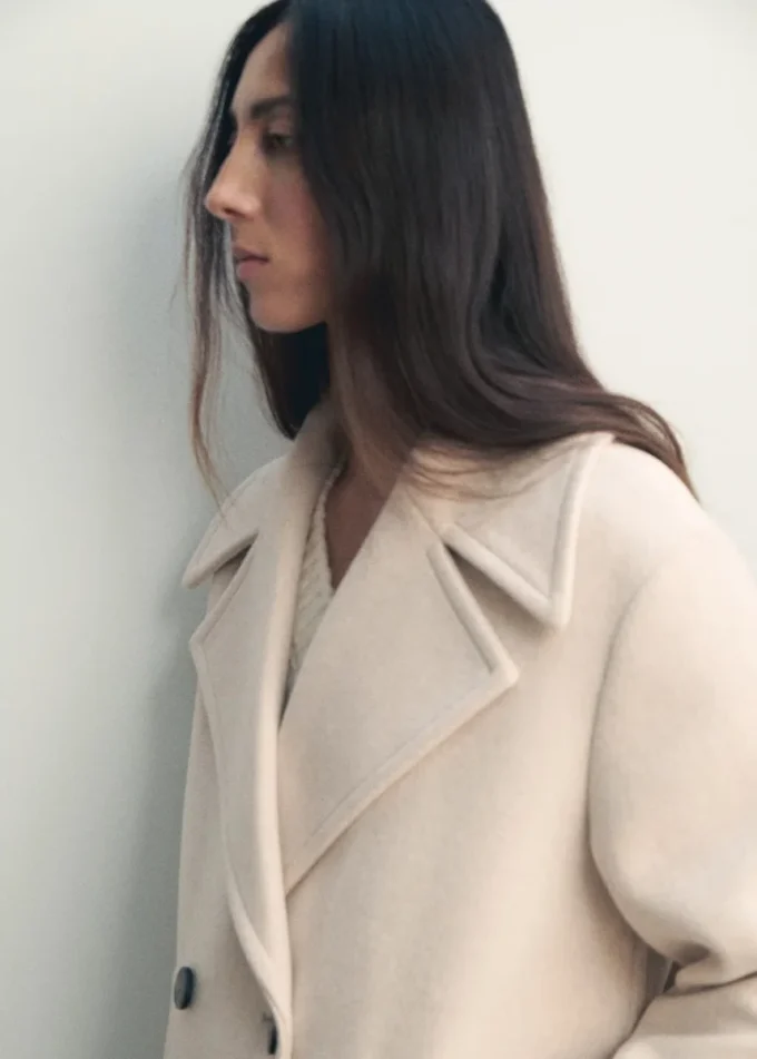 Płaszcz dwurzędowy z mieszanki wełny Płaszcz dwurzędowy z mieszanki wełny