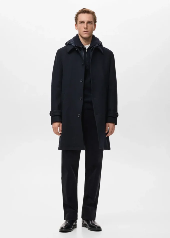 Płaszcz wełniany z odpinanym kapturem Płaszcz wełniany z odpinanym kapturem