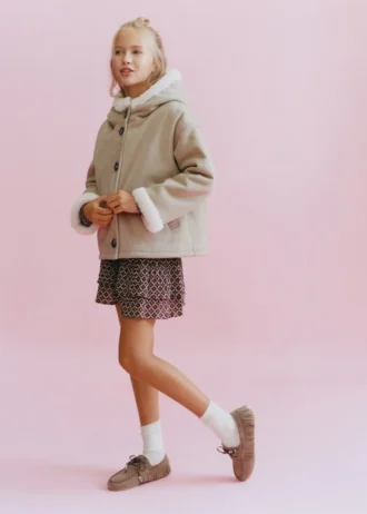 Płaszcz z futra i zamszu