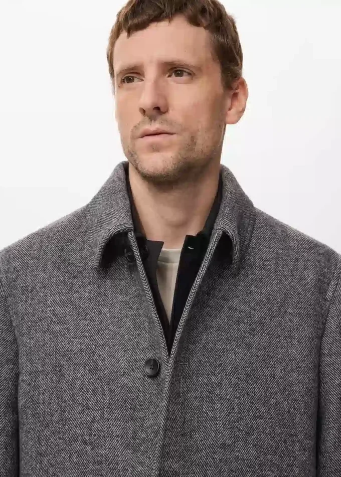 Płaszcz z mieszanki wełny w jodełkę Płaszcz z mieszanki wełny w jodełkę