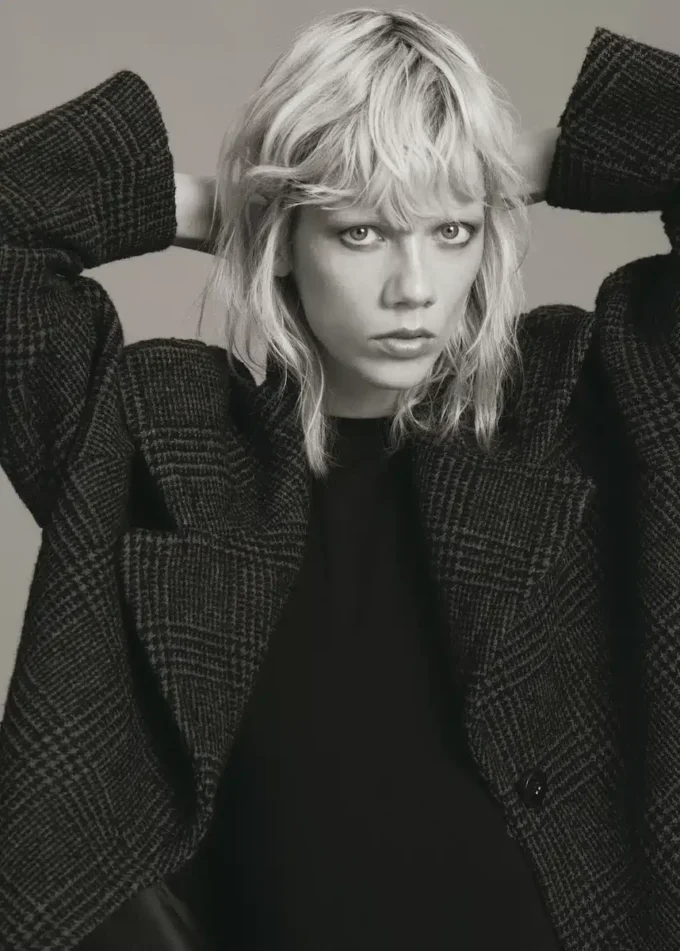 Płaszcz z wełnianej mieszanki w kratę Płaszcz z wełnianej mieszanki w kratę