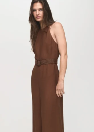 Plisowany kombinezon z paskiem