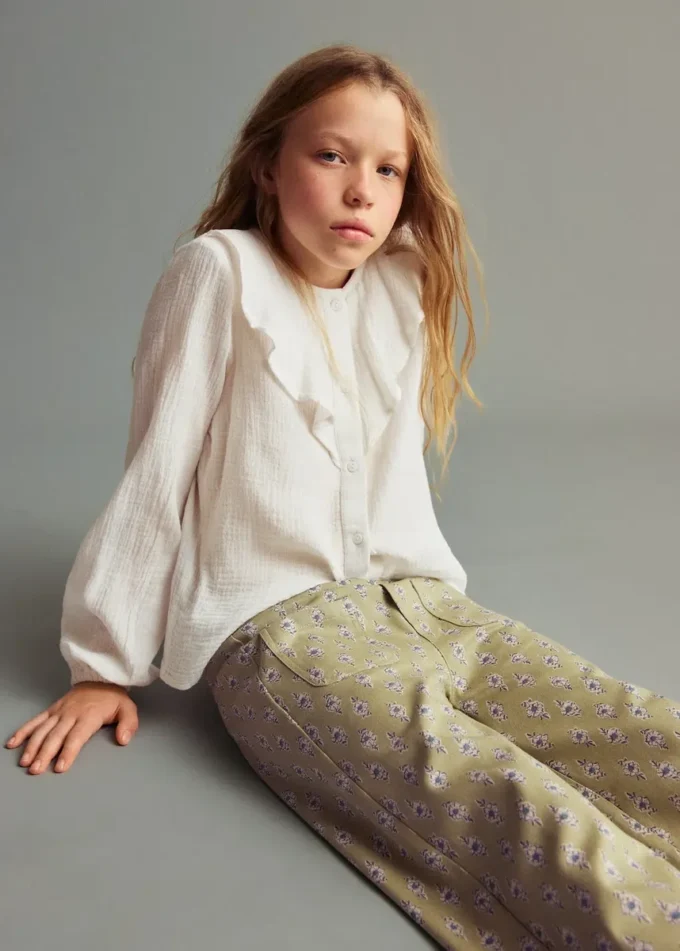 Pomarszczona koszula z falbanami Pomarszczona koszula z falbanami