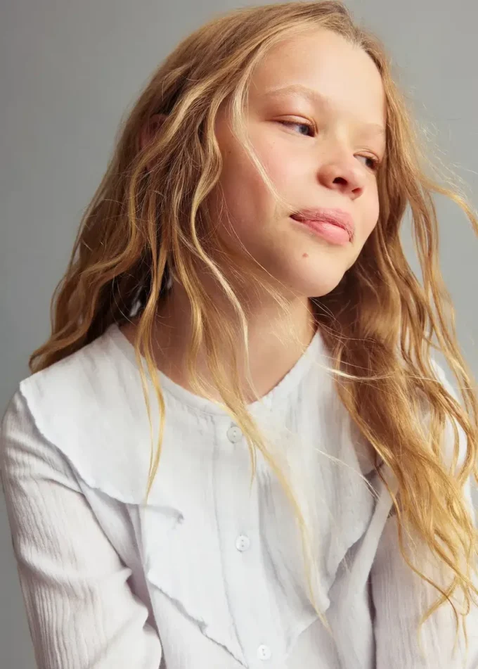 Pomarszczona koszula z falbanami Pomarszczona koszula z falbanami