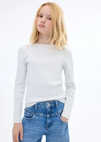 Prążkowana koszulka z wycięciami Prążkowana koszulka z wycięciami