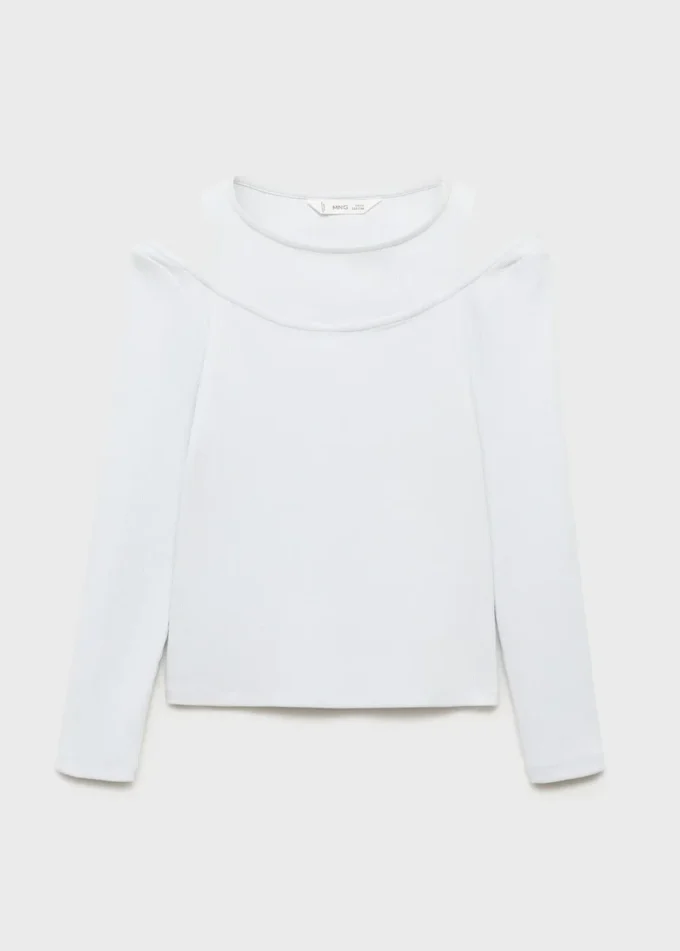 Prążkowana koszulka z wycięciami Prążkowana koszulka z wycięciami