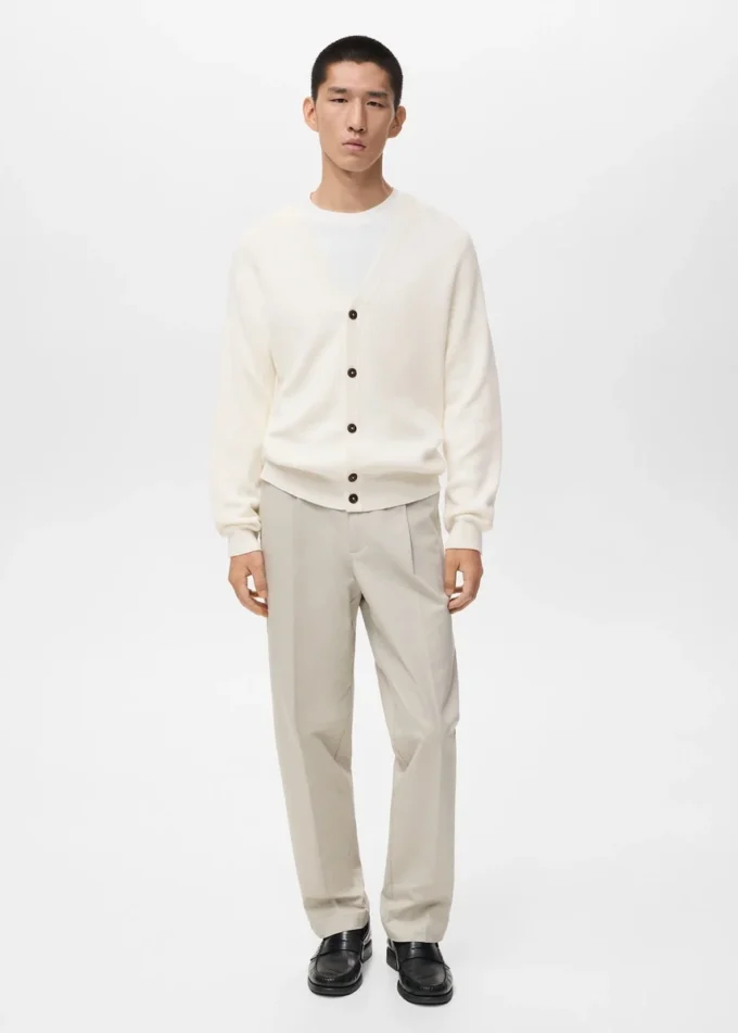 Prążkowany kardigan z dzianiny z guzikami Prążkowany kardigan z dzianiny z guzikami