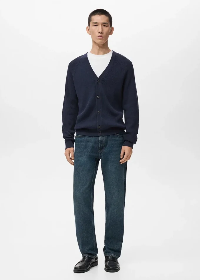 Prążkowany kardigan z dzianiny z guzikami Prążkowany kardigan z dzianiny z guzikami