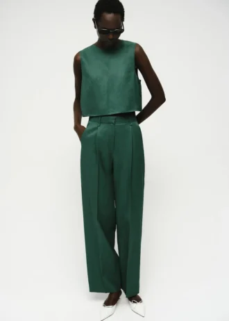 Proste spodnie garniturowe z mieszanki lnu Proste spodnie garniturowe z mieszanki lnu