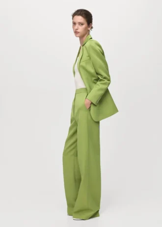 Proste spodnie garniturowe z mieszanki lnu