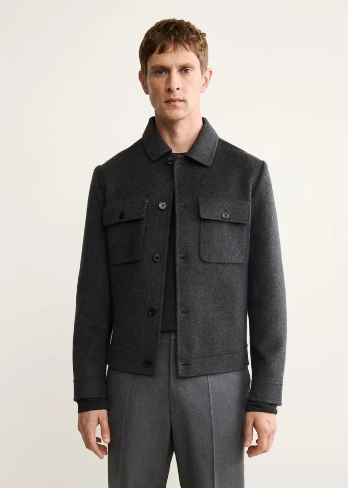 Ręcznie robiona wełniana kurtka z kieszeniami Ręcznie robiona wełniana kurtka z kieszeniami