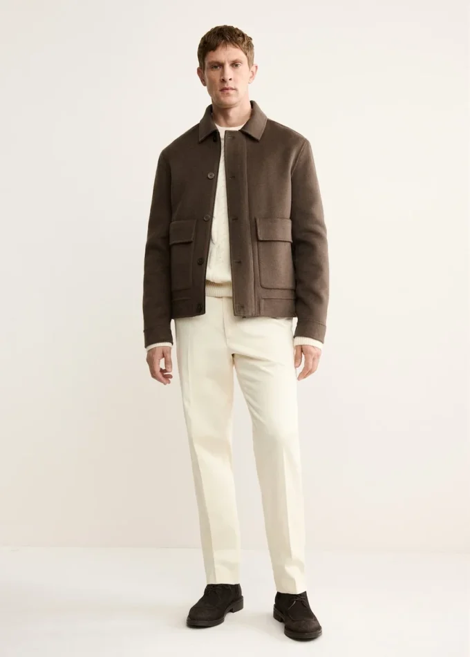 Ręcznie robiona wełniana kurtka z kieszeniami Ręcznie robiona wełniana kurtka z kieszeniami